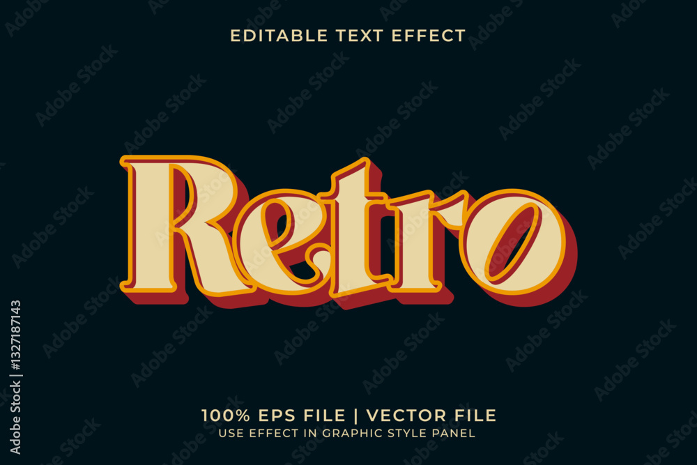 Poster 3d retro editable text effect. editable retro font template