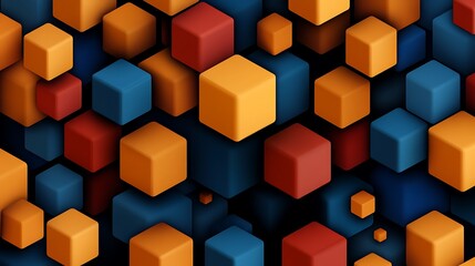 Obraz premium Vibrant 3D Render of Interlocking Cubes in Rich Autumnal Hues AI Generated