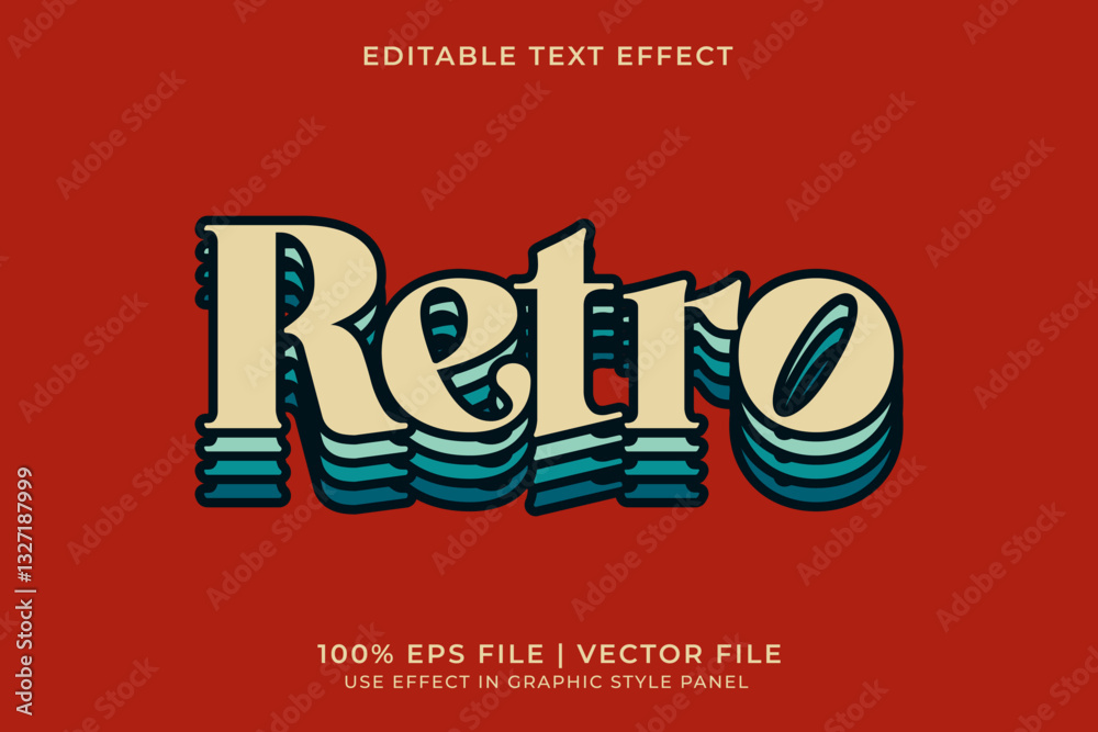Poster 3d retro editable text effect. editable retro font template