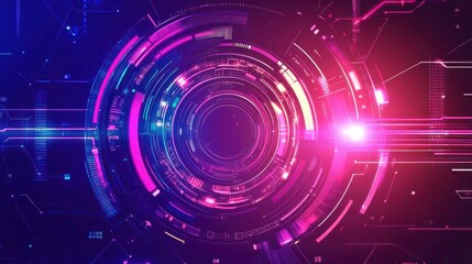 Obraz premium Futuristic Technology Interface with Circular Elements and Glowing Lines