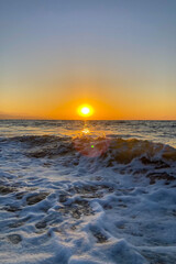 Sunrise over the beach in Torremolinos, Spain