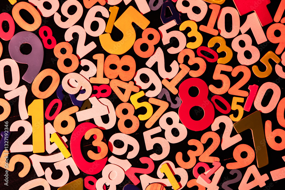 Poster background of numbers. from zero to nine. numbers texture. finance data concept. mathematic. seamles
