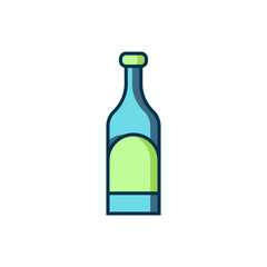Filled outline Bottle of wine icon isolated on white background. Flat filled outline style with shadow. Vector