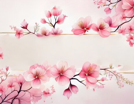  A graceful sakura frame with cherry blossoms in full bloom - Powered by Adobe