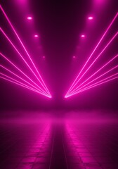 light trails in the tunnel. 4K background of a room full of neon lasers