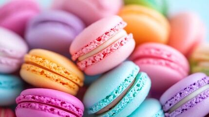 Fototapeta premium Colorful macarons in various pastel shades.