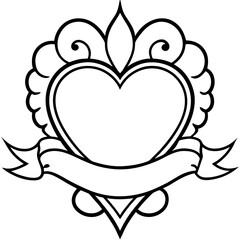 Simple Heart Banner Outline Graphic