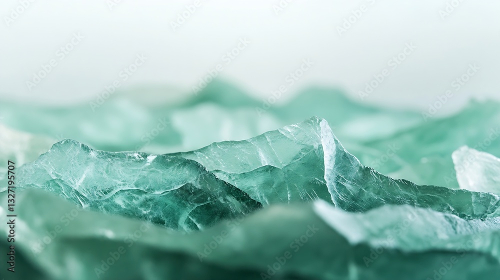 Poster CloseUp of Beautiful Crystals with a Translucent Green and Blue Color Palette Creating a Calming Effect : Generative AI