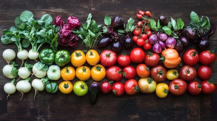 Diverse range of heirloom vegetables displayed at an eco-friendly organic farm.