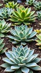 Obraz premium Succulent garden, with its enchanting and artistic allure, reveals myriad of forms and patterns found within these tenacious and eco-friendly plants