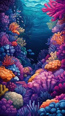 Fototapeta premium Vivid depiction of diverse coral formations in the deep ocean