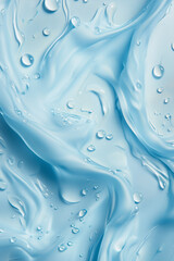 Water drop background on blue liquid wrinkled surface