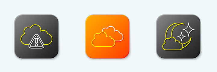 Set line Storm warning, Cloud and with moon icon. Vector