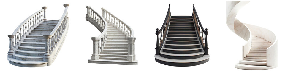 Set of staircase isolated on transparent background