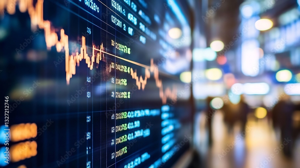 Poster Abstract representation of stock market data with glowing charts and digital background : Generative AI