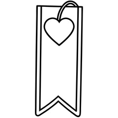Simple Line Art Bookmark with Heart Top
