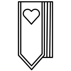 Simple Line Art Bookmark with Heart Top