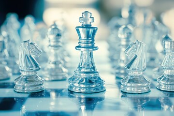 Transparent chess pieces create a unique experience during gameplay Generative AI