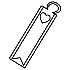 Simple Line Art Bookmark with Heart Top