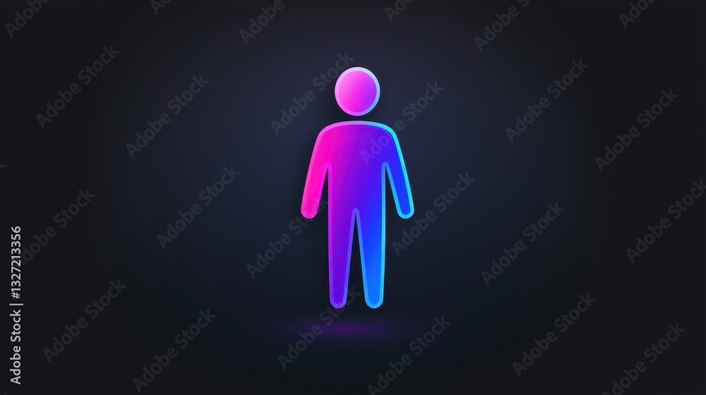 Fototapete gradient-style person icon with a modern digital touch, standing out against a dark background