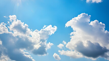 Realistic Blue Sky with Fluffy Cloud Patterns