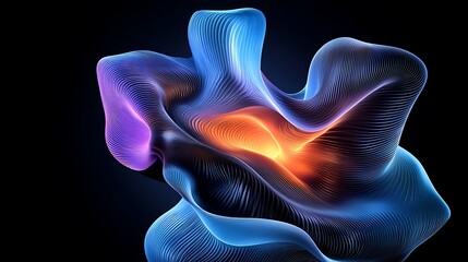 Abstract 3D Render: Glowing Energy Forms in Deep Space AI Generated
