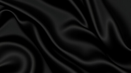 Fototapeta premium High-End Black Silk Fabric Texture Background for Fashion and Luxury Branding