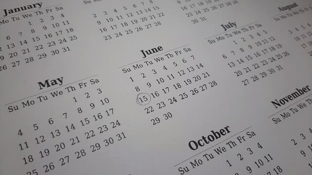 marking the june 15 date on the calendar