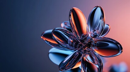 Fototapeta premium Glass Flower 3D Render: Abstract Art in Warm and Cool Tones AI Generated