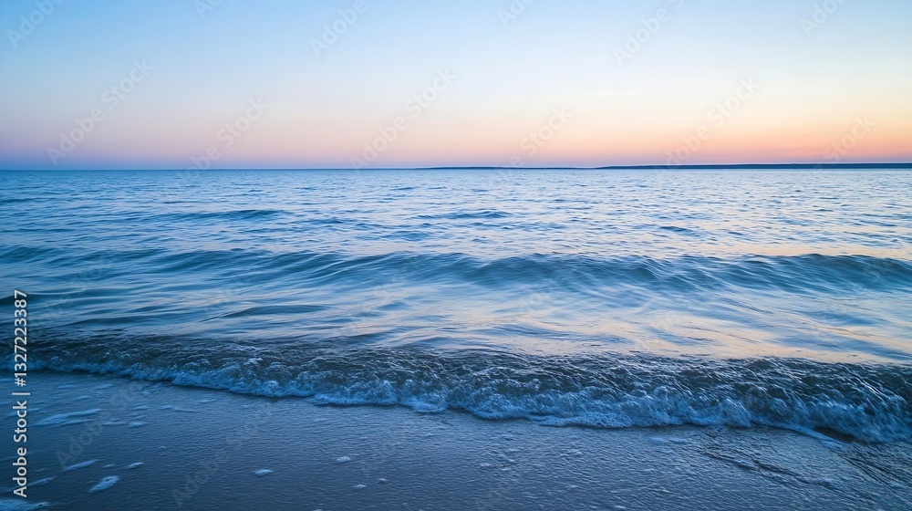 Poster calm evening seaside view capturing gentle waves and a stunning sunset over the water : generative a