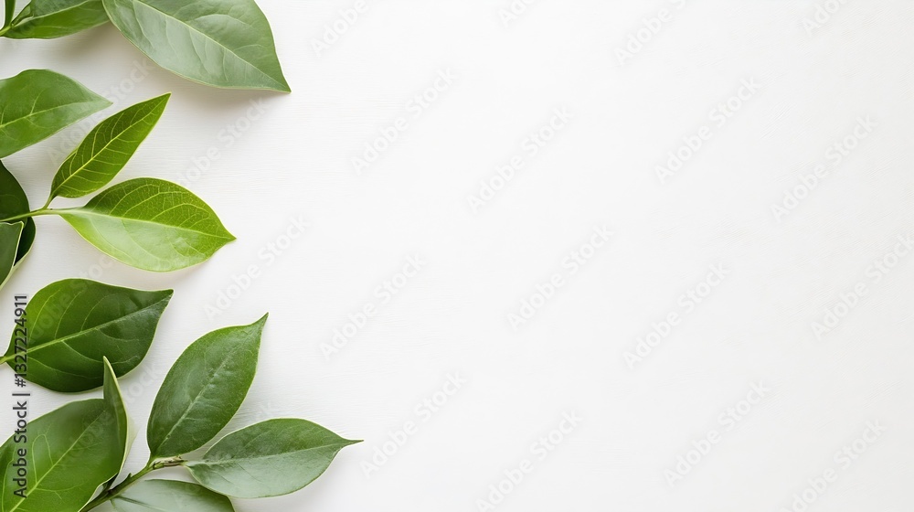 Aufkleber fresh green leaves arranged elegantly on a plain background capturing simplicity and the beauty of n