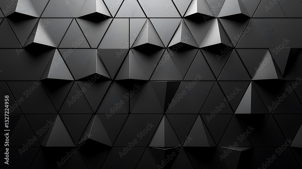 Poster Abstract Black Triangular Geometric Pattern Background