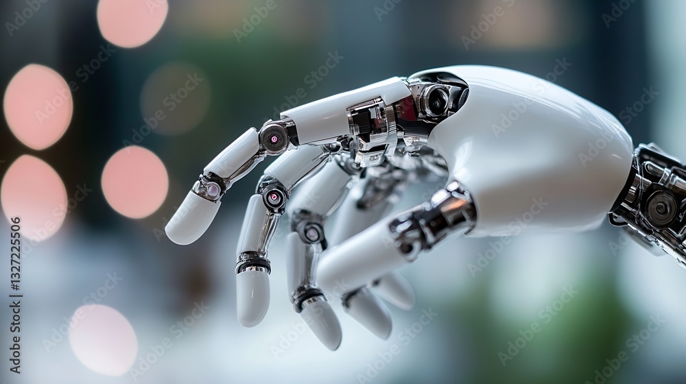 Poster Artistic representation of an advanced robotic hand demonstrating precision and intricate mechanical features : Generative AI