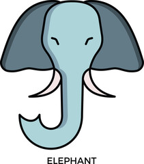 Elephant icin flat line colour designs concept