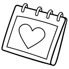 Stylish Calendar and Heart Outline Art