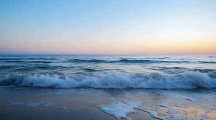 Obraz premium Serene Ocean Waves at Sunset with Calm Waters and Beautiful Sky Colors : Generative AI