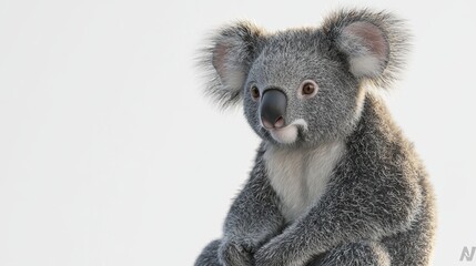 Fototapeta premium Endearing Koala Cub with Big Eyes and Fluffy Fur