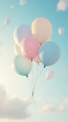 Colorful Balloons Floating in a Clear Sky on a Sunny Day