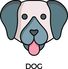 Dog head icon. Flatline style