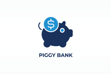 PIGGY BANK vector, icon or logo sign isolated symbol illustration