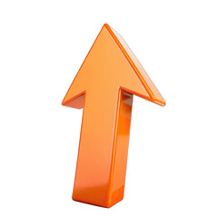 A vibrant orange arrow stands upright designed to point upwards ideal for directing attention or indicating movement in a creative setting