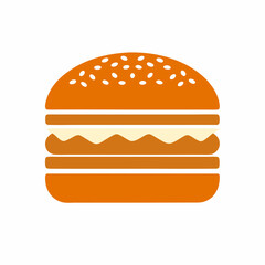 Simple Burger Icon with Sesame Seeds.