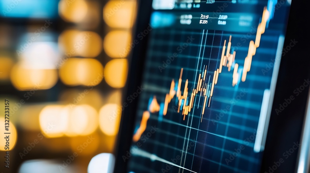 Aufkleber detailed close up of a financial chart displaying stock trends and market fluctuations on a digital 