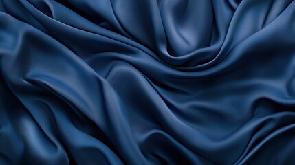 Obraz premium Deep blue satin fabric folds