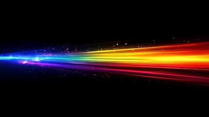 Obraz premium Rainbow Spectrum: A vibrant, dynamic display of light, featuring a full spectrum of rainbow colors, streaks across the darkness. This abstract image is perfect for symbolizing energy, innovation.