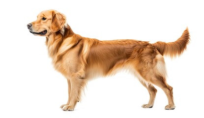 Full Body Side View of a Golden Retriever on a White Background