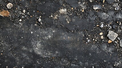 Dark Asphalt Surface with Embedded Pebbles and Stones