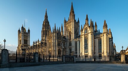 Fototapeta premium Majestic gothic architecture of historic cathedral london urban landscape evening light captivating view