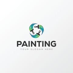 Paint logo, painting design, paint brush icon design with colorful elegant vector template
