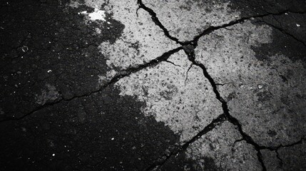 Obraz premium Cracked Dark Asphalt Surface Showing Extensive Damage